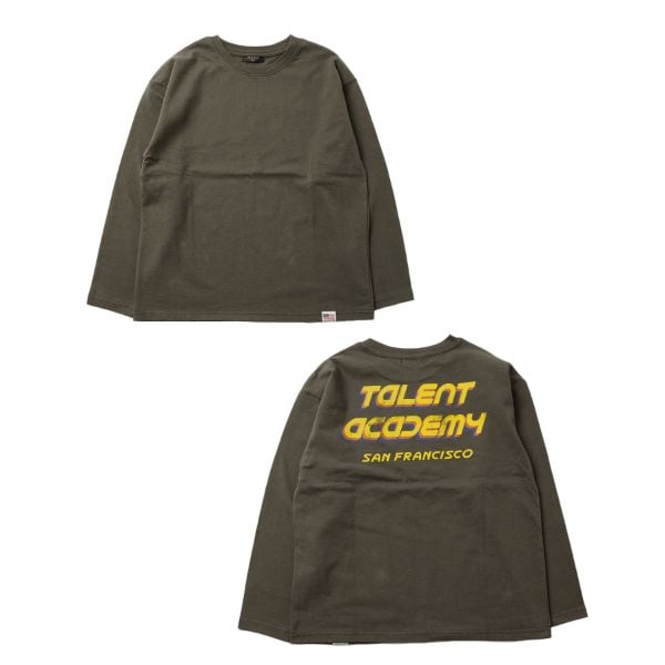 天竺・USAコットン ドロップショルダーヴィンテージロゴバックプリント長袖Tシャツ