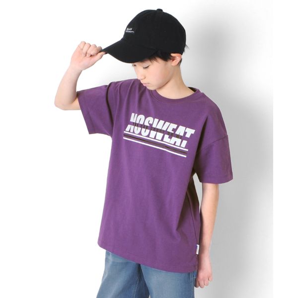 天竺・USAコットン ドロップショルダーロゴプリント半袖Ｔシャツ
