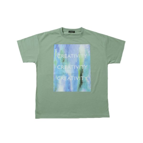 天竺・ドロップショルダーフォトプリント半袖Tシャツ