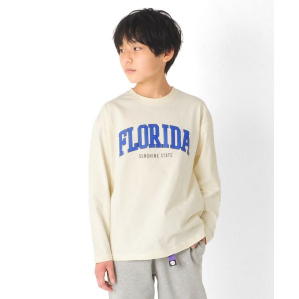 天竺・ドロップショルダーアソートカレッジロゴ長袖Tシャツ