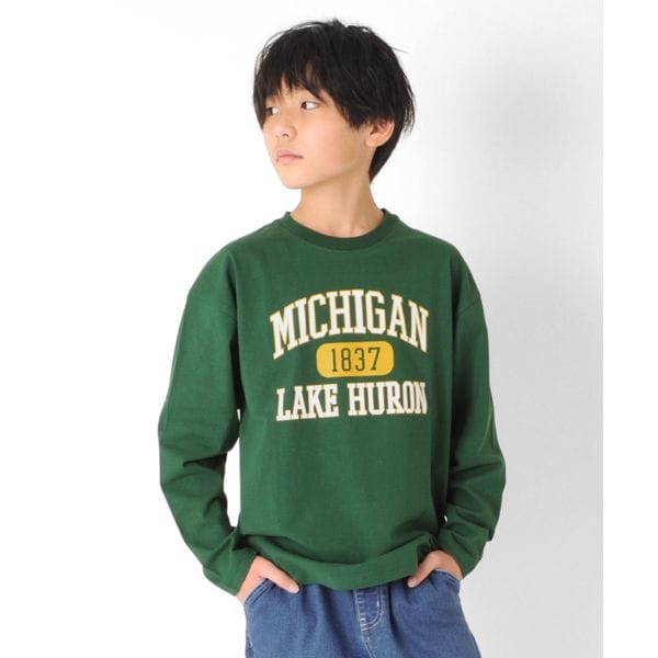 天竺・ドロップショルダーアソートカレッジロゴ長袖Tシャツ