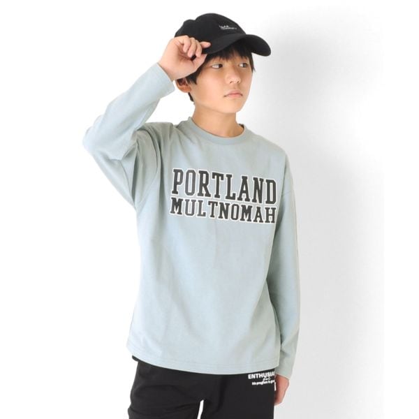 天竺・ドロップショルダーアソートカレッジロゴ長袖Tシャツ