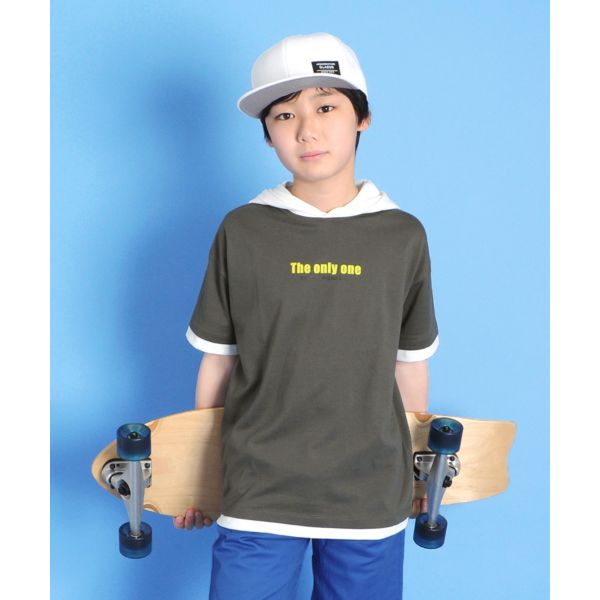 【販売不可】天竺・接触冷感ドロップショルダーレイヤードTパーカー