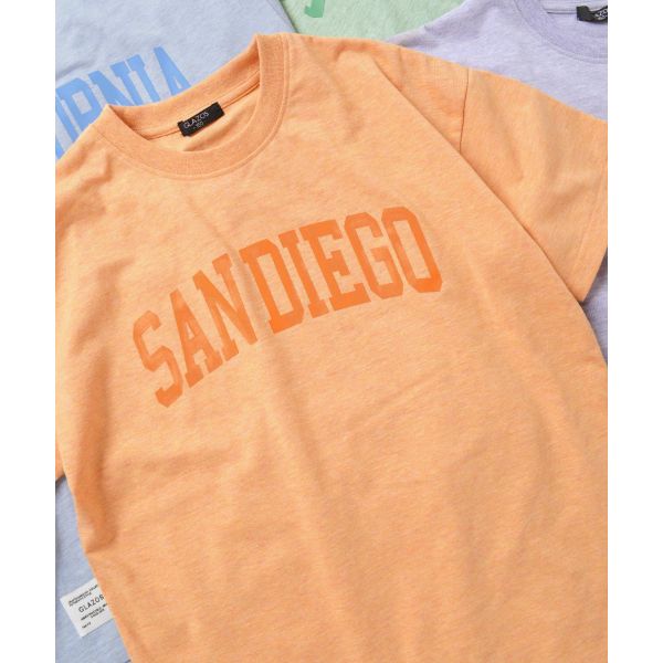 カラー杢天竺・ドロップショルダーカレッジロゴ半袖Tシャツ