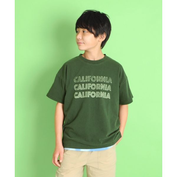 【大人向けサイズあり】天竺・ドロップショルダーピグメント加工半袖Tシャツ