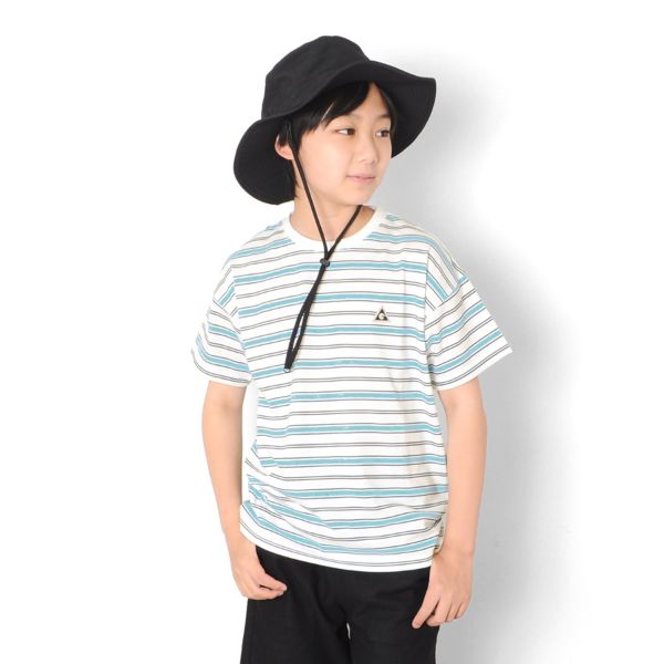 【GERRY】ドロップショルダープリントボーダー半袖Tシャツ