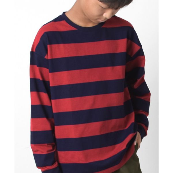 ワイドボーダードロップショルダーＴシャツ
