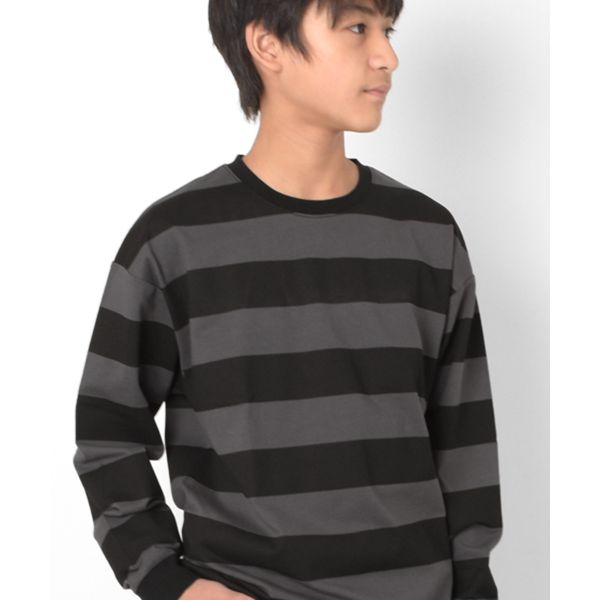 ワイドボーダードロップショルダーＴシャツ