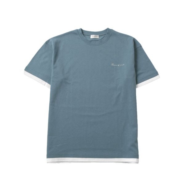 【接触冷感】ワンポイントロゴ裾レイヤード半袖Tシャツ
