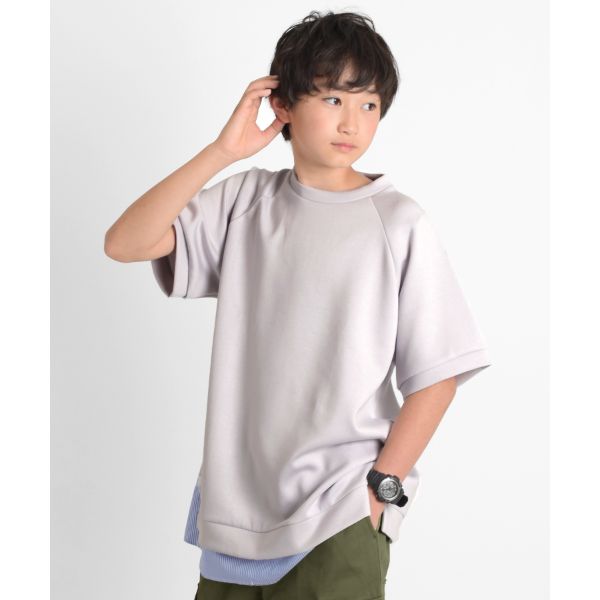 【大人向けサイズあり】【接触冷感】エアリークッション・裾レイヤード半袖Tシャツ