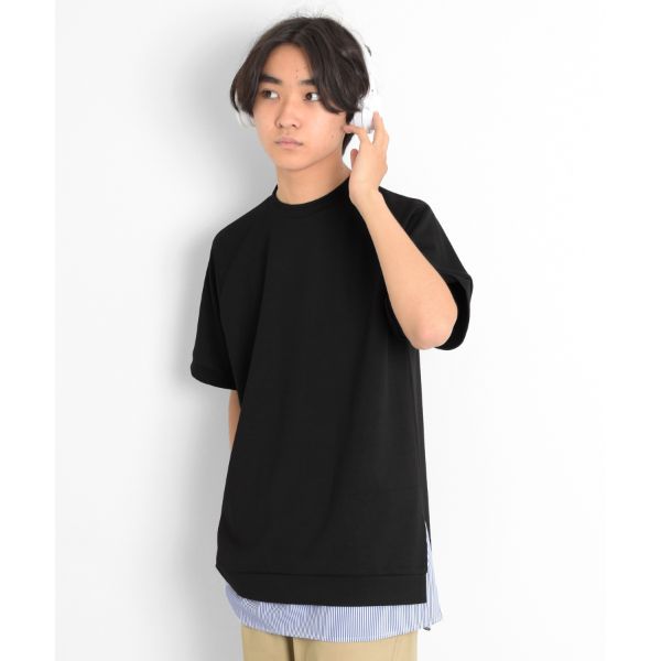 【大人向けサイズあり】【接触冷感】エアリークッション・裾レイヤード半袖Tシャツ