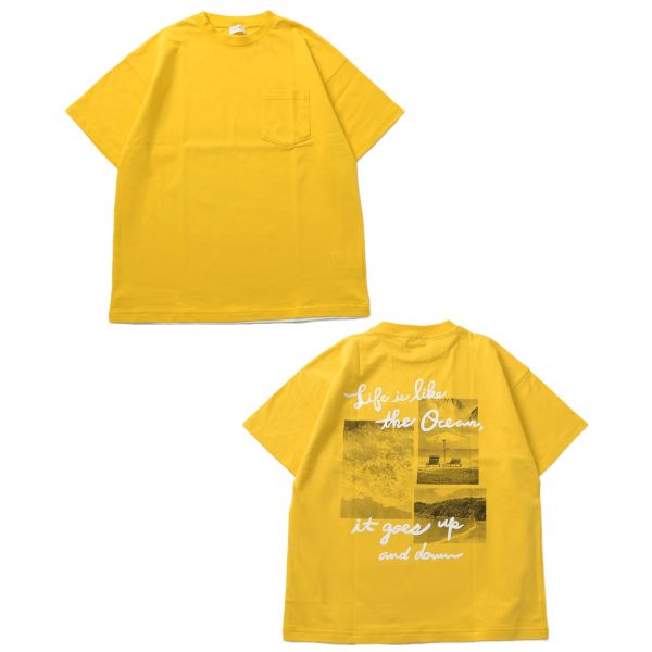 【接触冷感】裾レイヤードプリント半袖Tシャツ