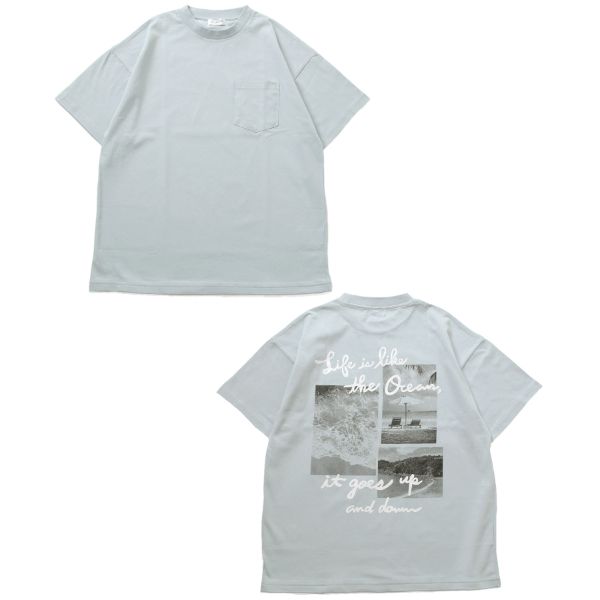 【接触冷感】裾レイヤードプリント半袖Tシャツ