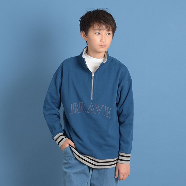 【毛玉になりにくい/しっかり素材】裏毛・ハーフZIPスタンドプリントトレーナー