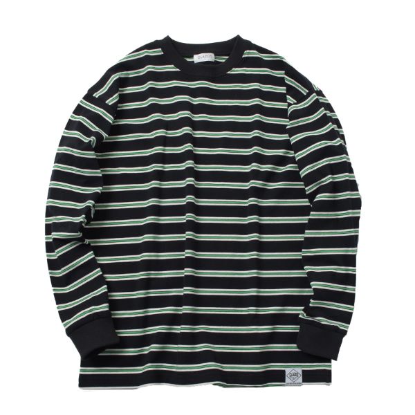 先染めラインボーダー長袖Tシャツ
