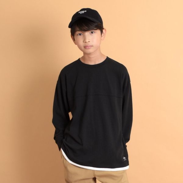 切り替え裾レイヤード無地長袖Tシャツ