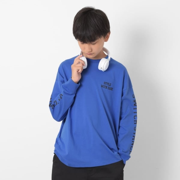 USAコットン・袖ロゴプリントビッグ長袖Tシャツ