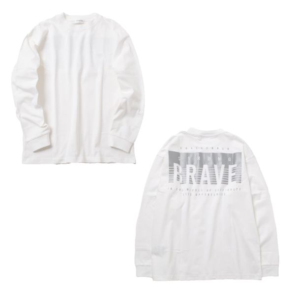 バックリフレクタープリント長袖Tシャツ