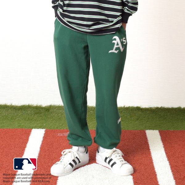 【MLB】裏毛チーム刺しゅうワッペン付きスウェットパンツ