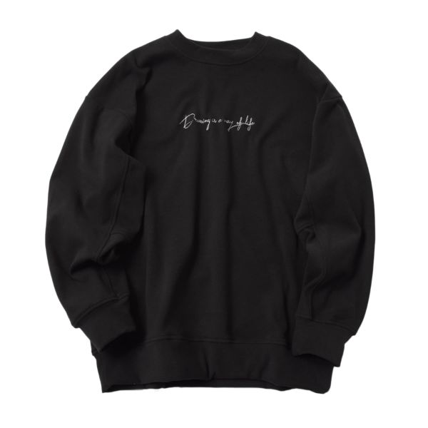 【あったか】マイクロフリース・刺繍クルーネックプルオーバー