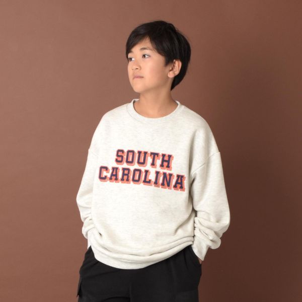 【あったか】裏起毛・フロントグラフィック刺繍トレーナー