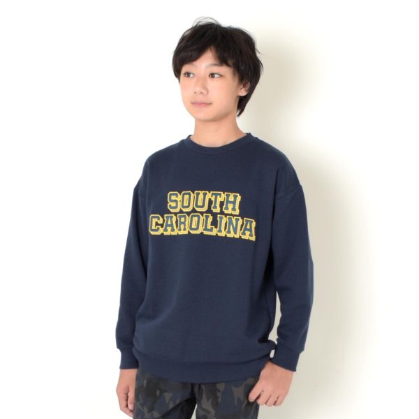 【あったか】裏起毛・フロントグラフィック刺繍トレーナー