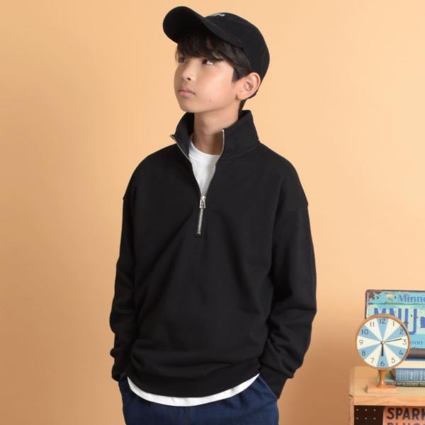 【再入荷】【あったか】裏起毛・ハーフZIPスタンドトレーナー
