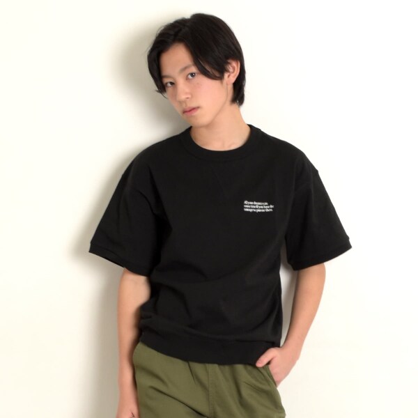 USAコットン・スウェットライク刺繍半袖Tシャツ