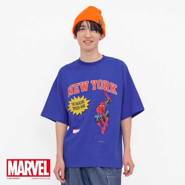 MARVEL】スパイダーマン/カレッジロゴビッグTシャツ(S(140-150