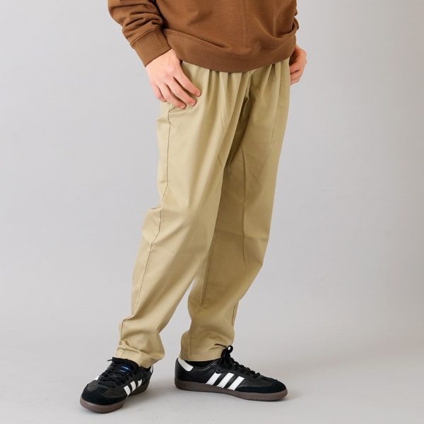 綿ポリストレッチツイル・タックパンツ