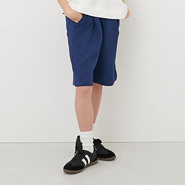パナマ風タックハーフパンツ