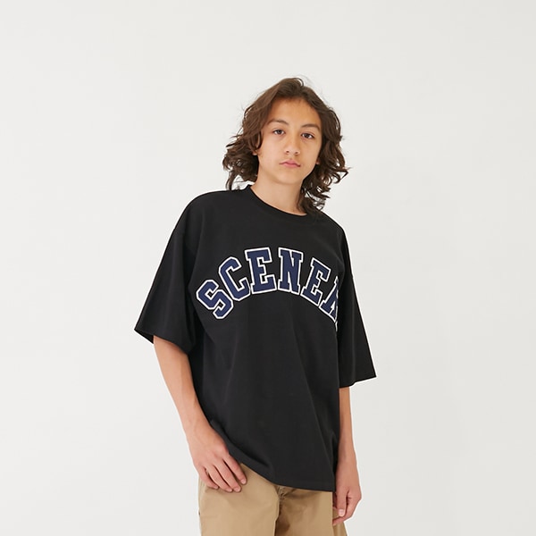 【GLSW.】【接触冷感】ハイクールコットン・アーチロゴアップリケ刺しゅう半袖Tシャツ