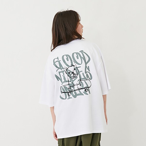 【接触冷感】ハイクールコットン・DOGプリント半袖Tシャツ