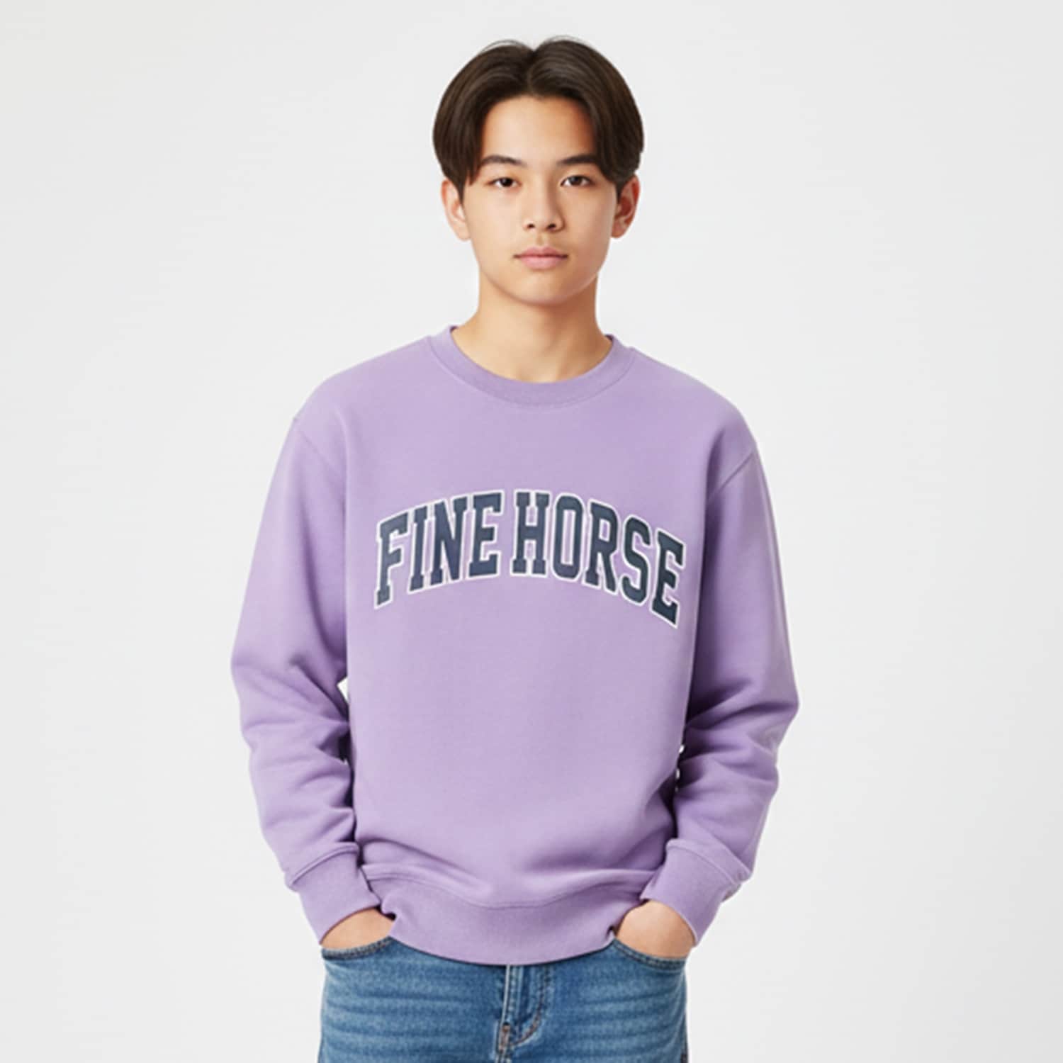 カレッジロゴ フロントプリント 裏毛トレーナー