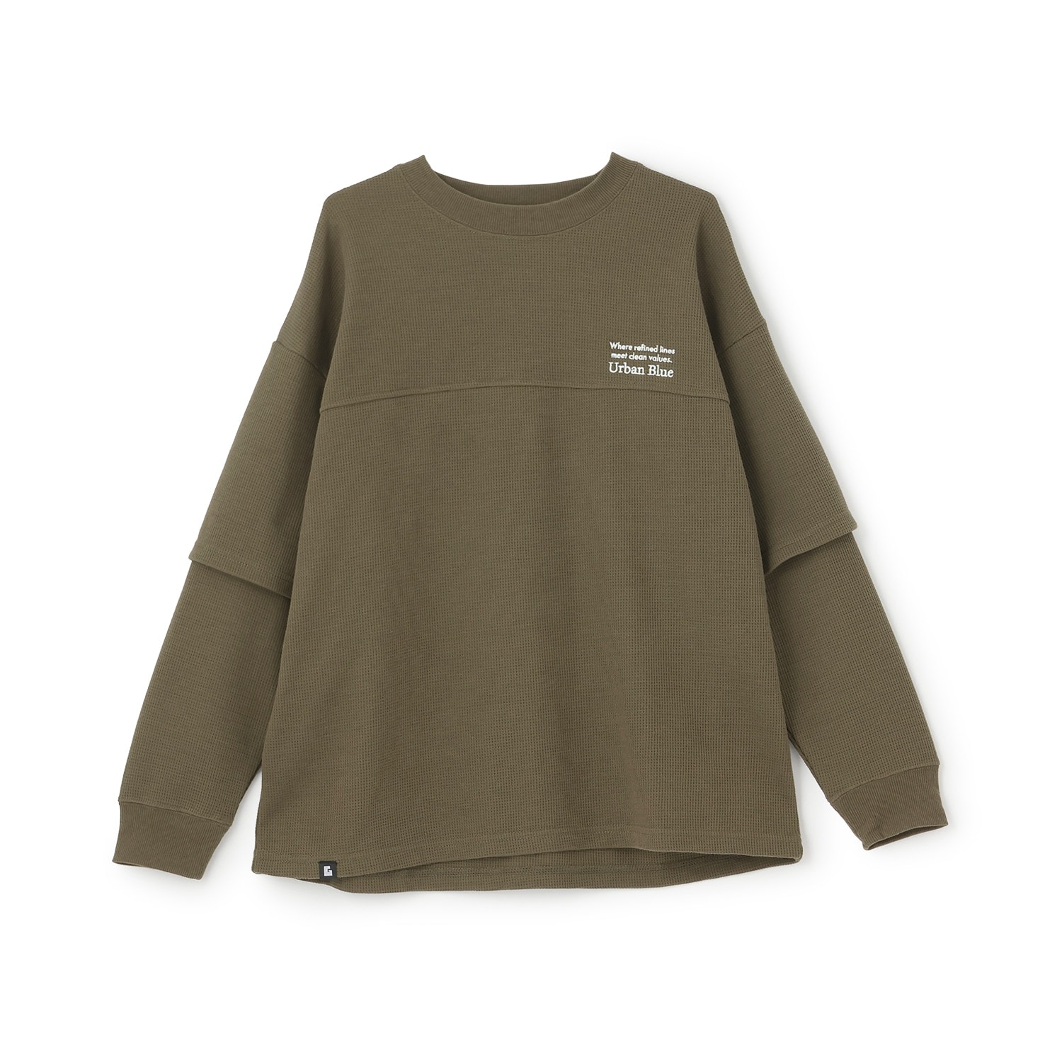 袖レイヤードワンポイント刺しゅう長袖Tシャツ