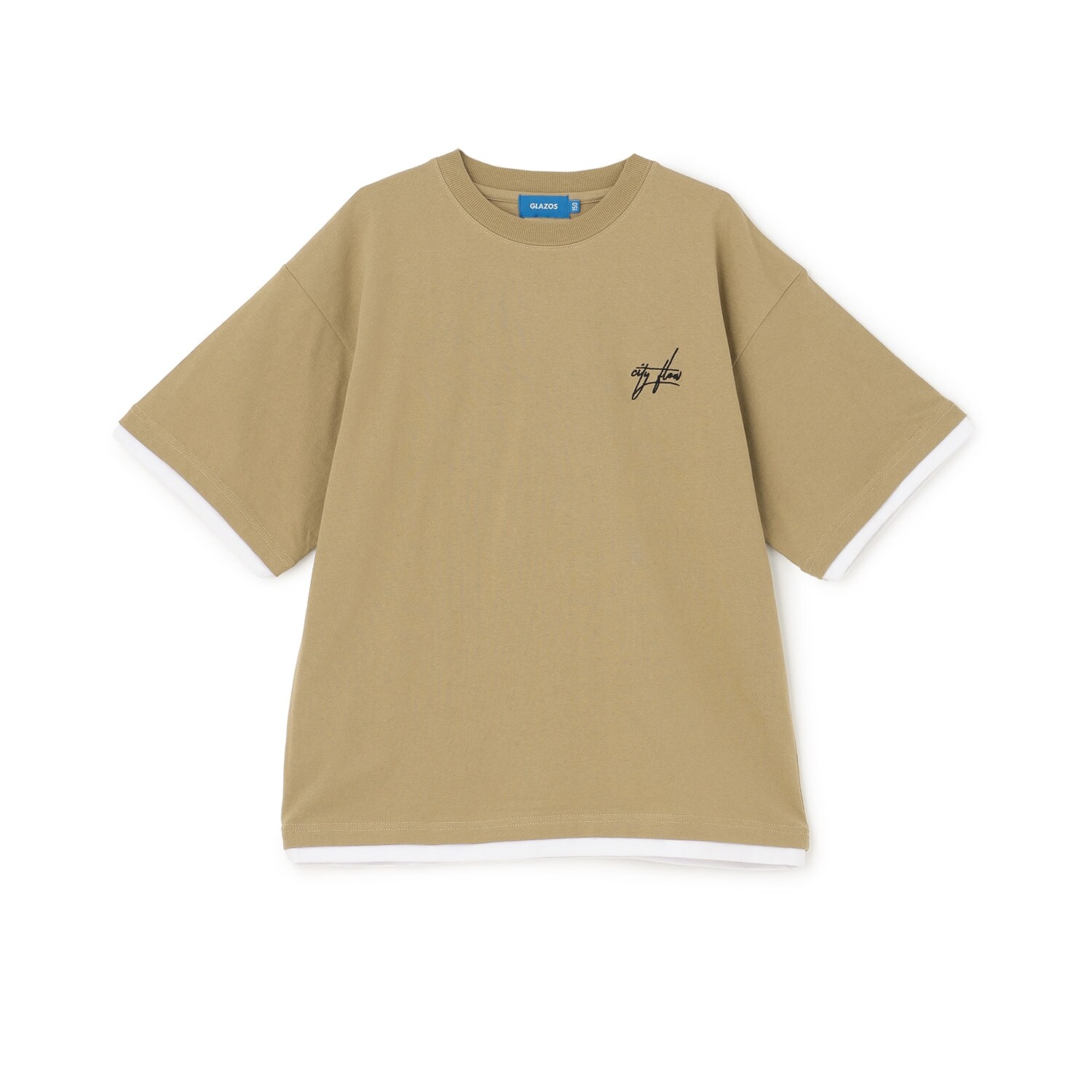 ワンポイント刺しゅうレイヤードTシャツ