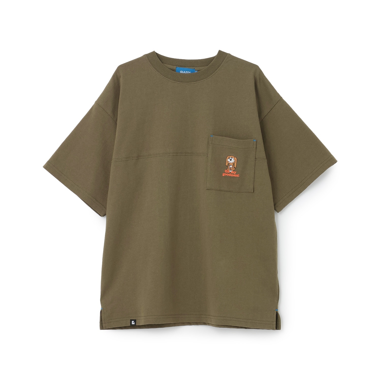 ワンポイント刺しゅうポケット付Tシャツ