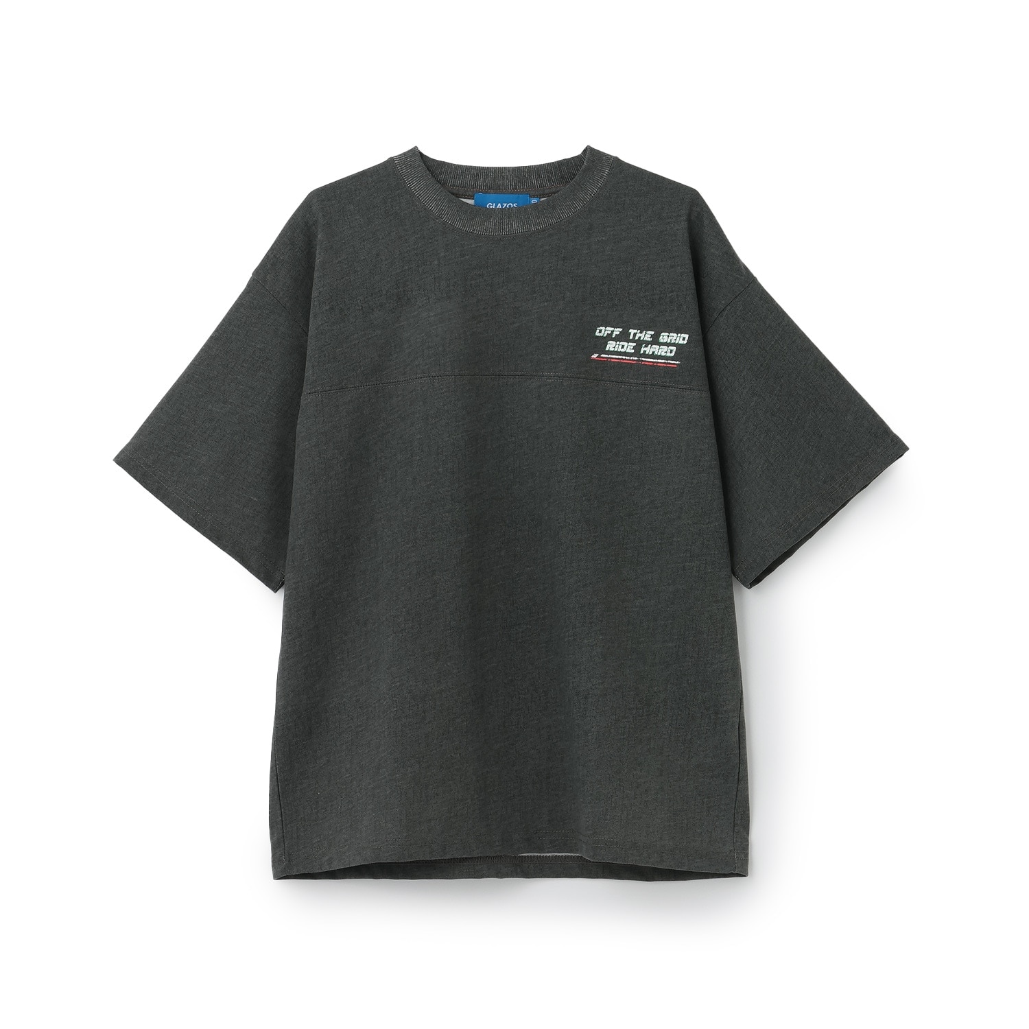 製品染風レーサープリントTシャツ