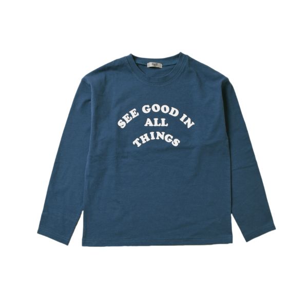 天竺・ドロップショルダープリント長袖Tシャツ