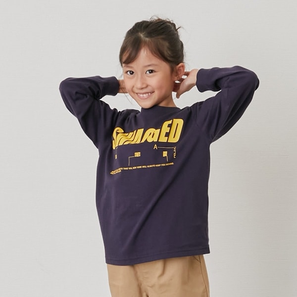 【SKIT0LY】【プチプラ】バック縦ロゴプリント長袖Tシャツ