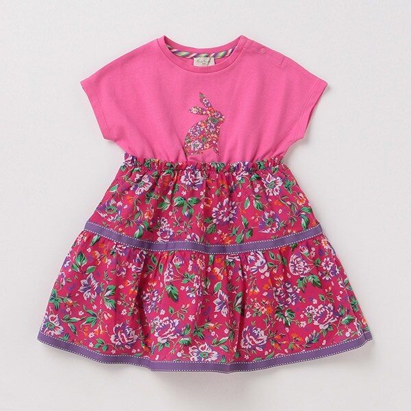 Narumiya Online ナルミヤ オンラインの公式通販サイトベビー フローラルラビット ドッキングワンピース 80 ピンク ベビー