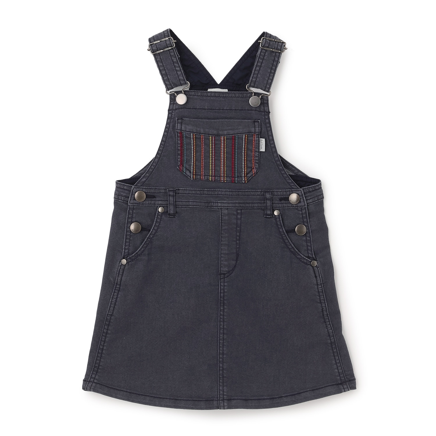 ポケットストライプ刺しゅうデニムジャンスカ