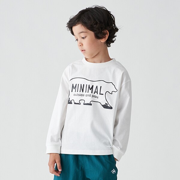 プリント長袖Tシャツ ミニマルベア