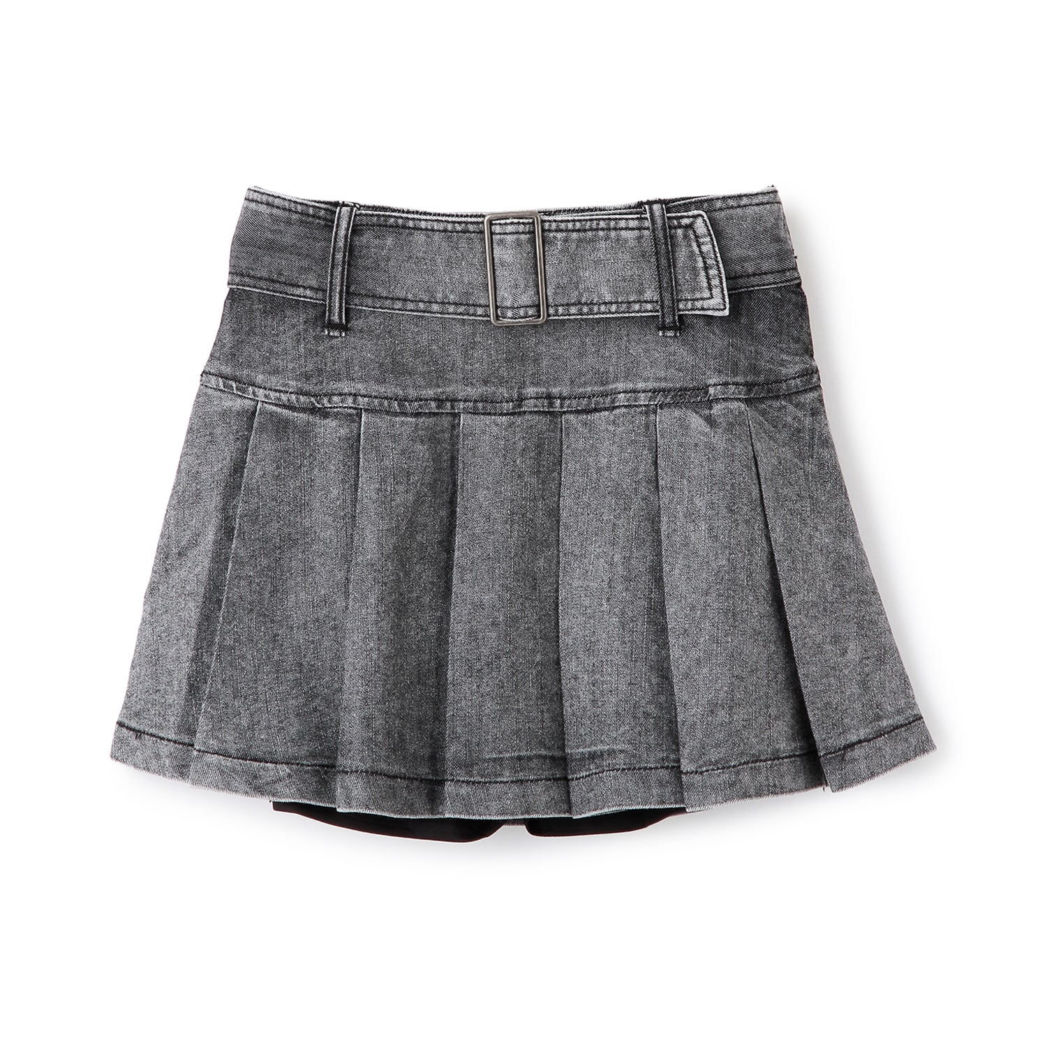 【インナーパンツつき】ベルトつきデニムスカート