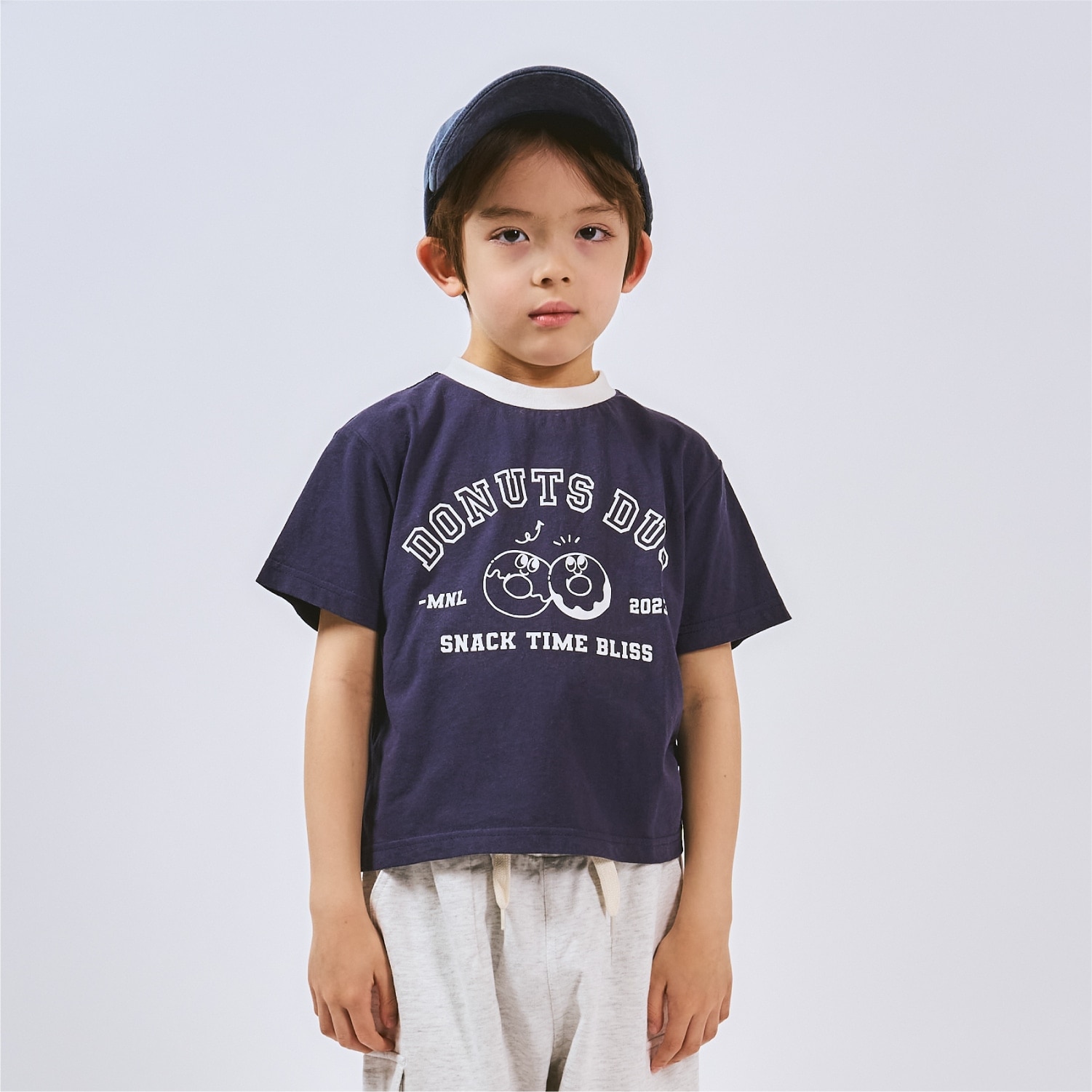 【プチプラ】【綿100%】バックハート・ドーナツプリント半袖Tシャツ