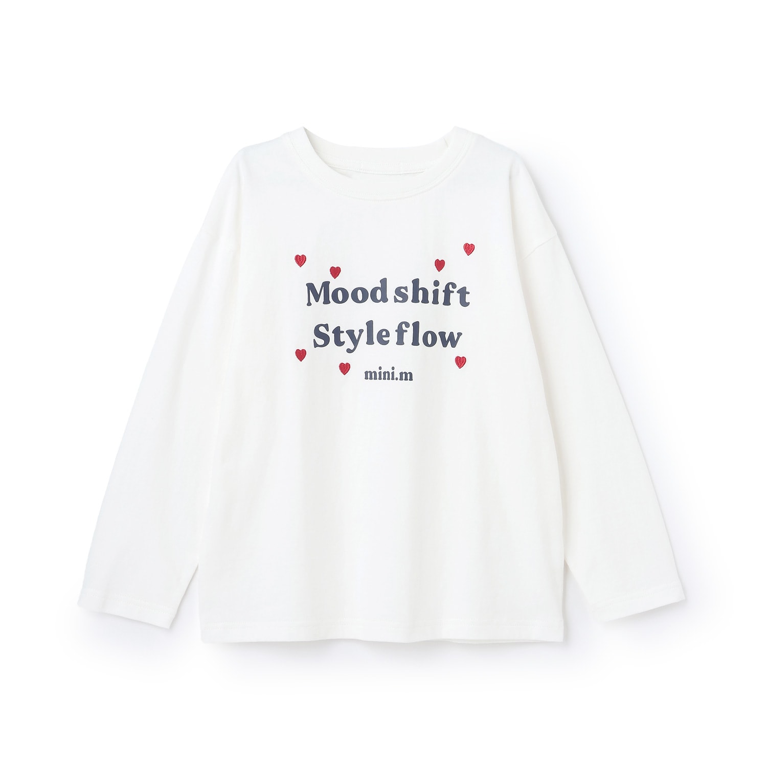 【綿100%】ハート＆フラワー長袖Tシャツ