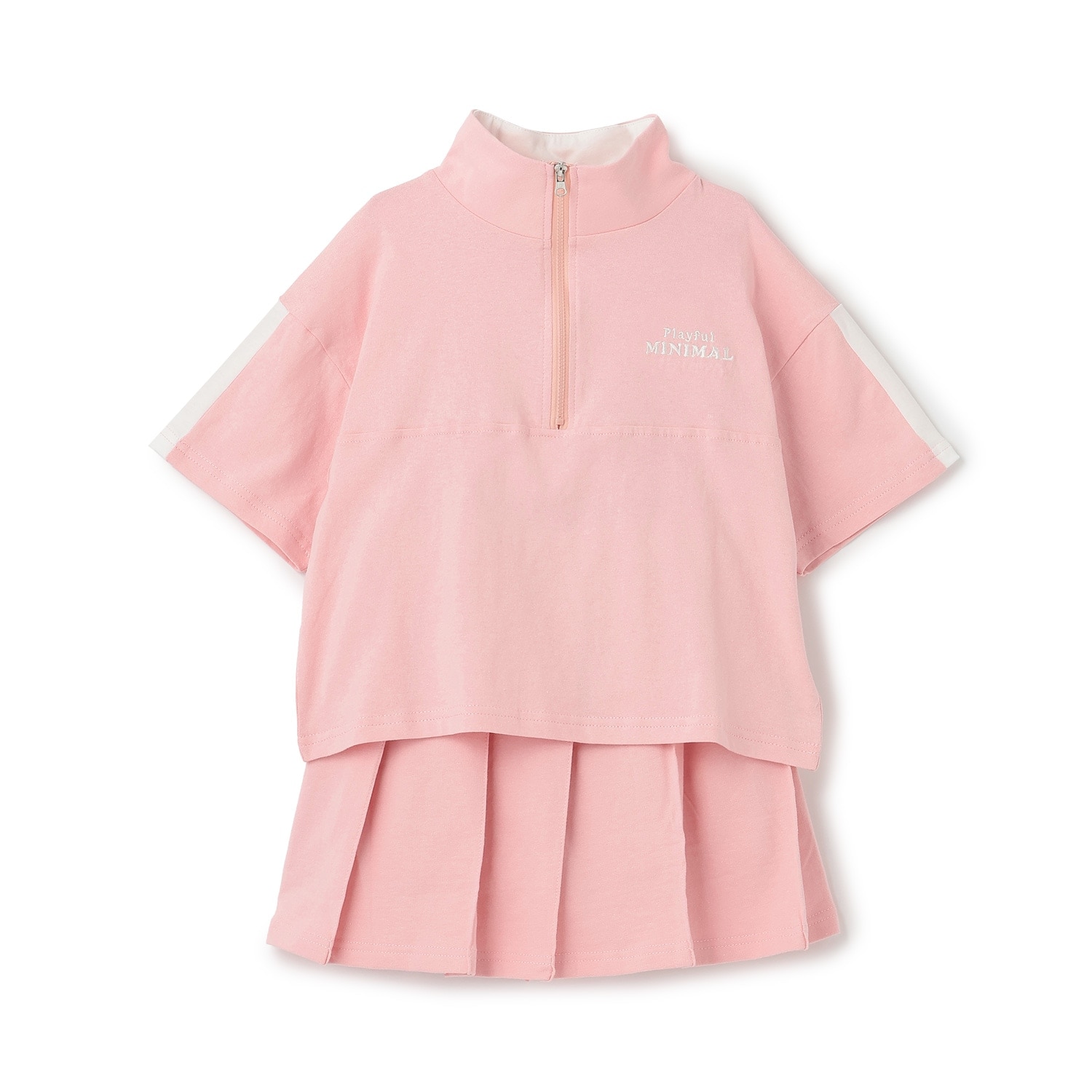 【即コーデ完成】【綿100%】ハーフジップ・スカパンセットアップ