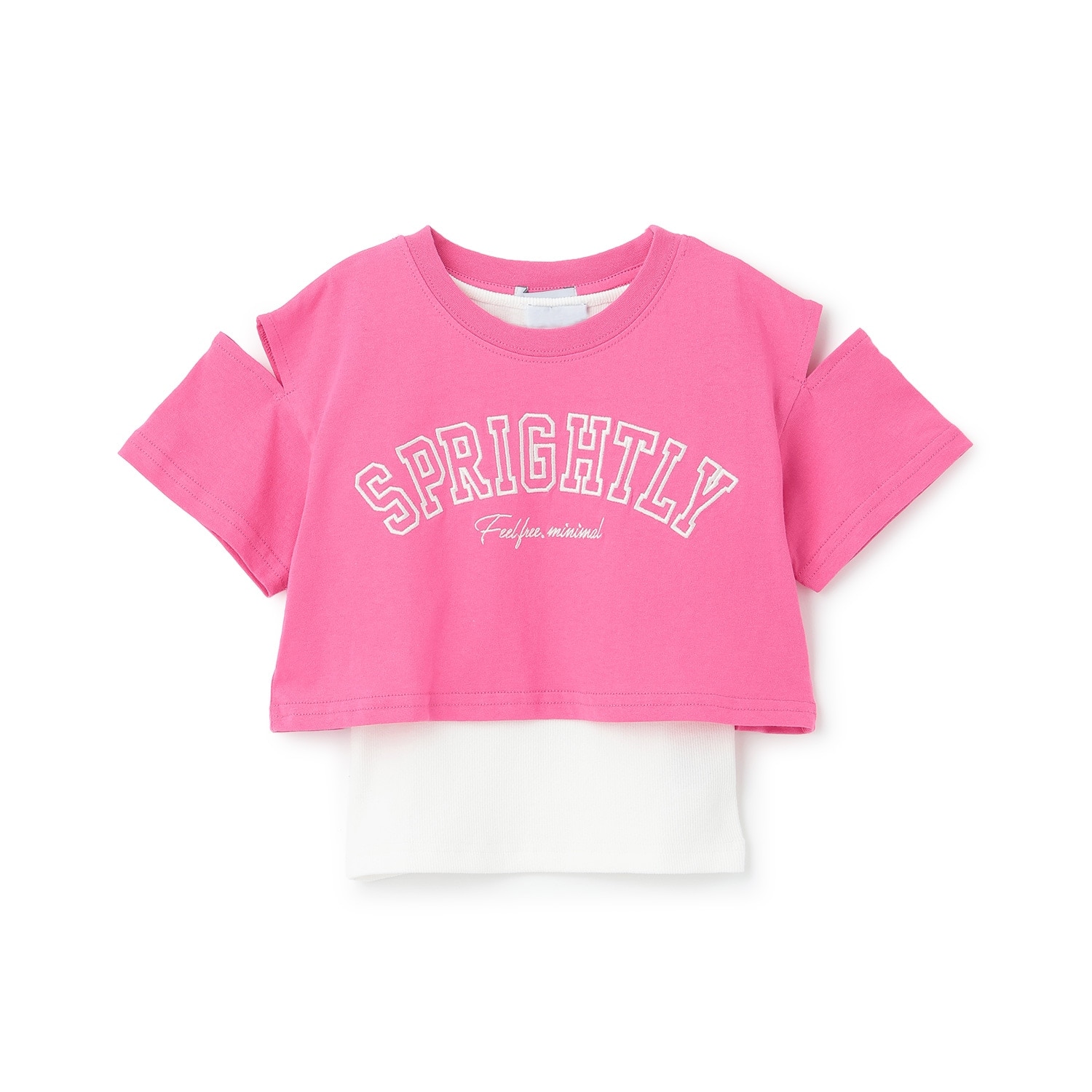 【インナーつき】肩あきクロップド半袖Tシャツ