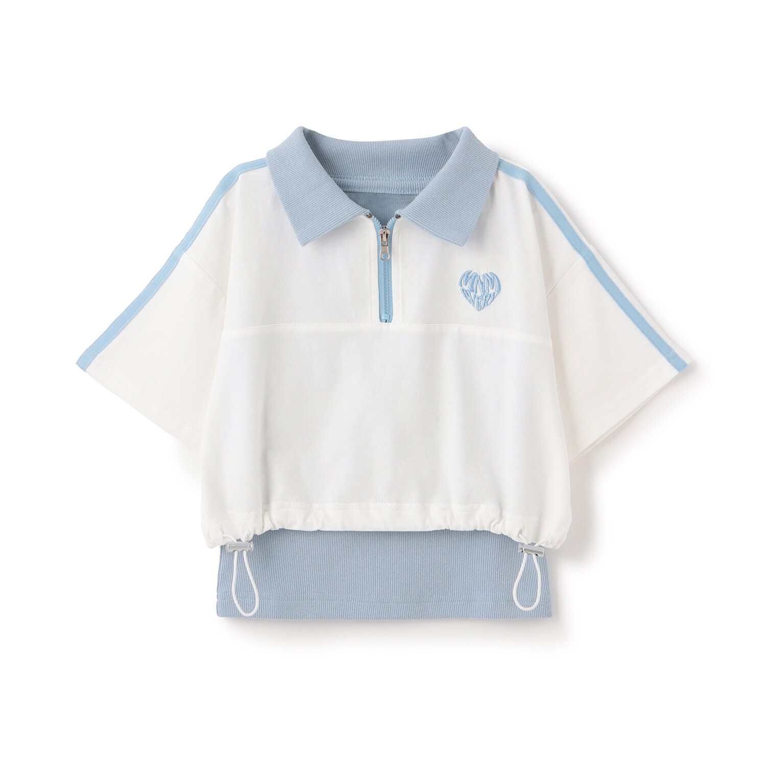 【インナーつき】ハーフジップクロップド半袖Tシャツ