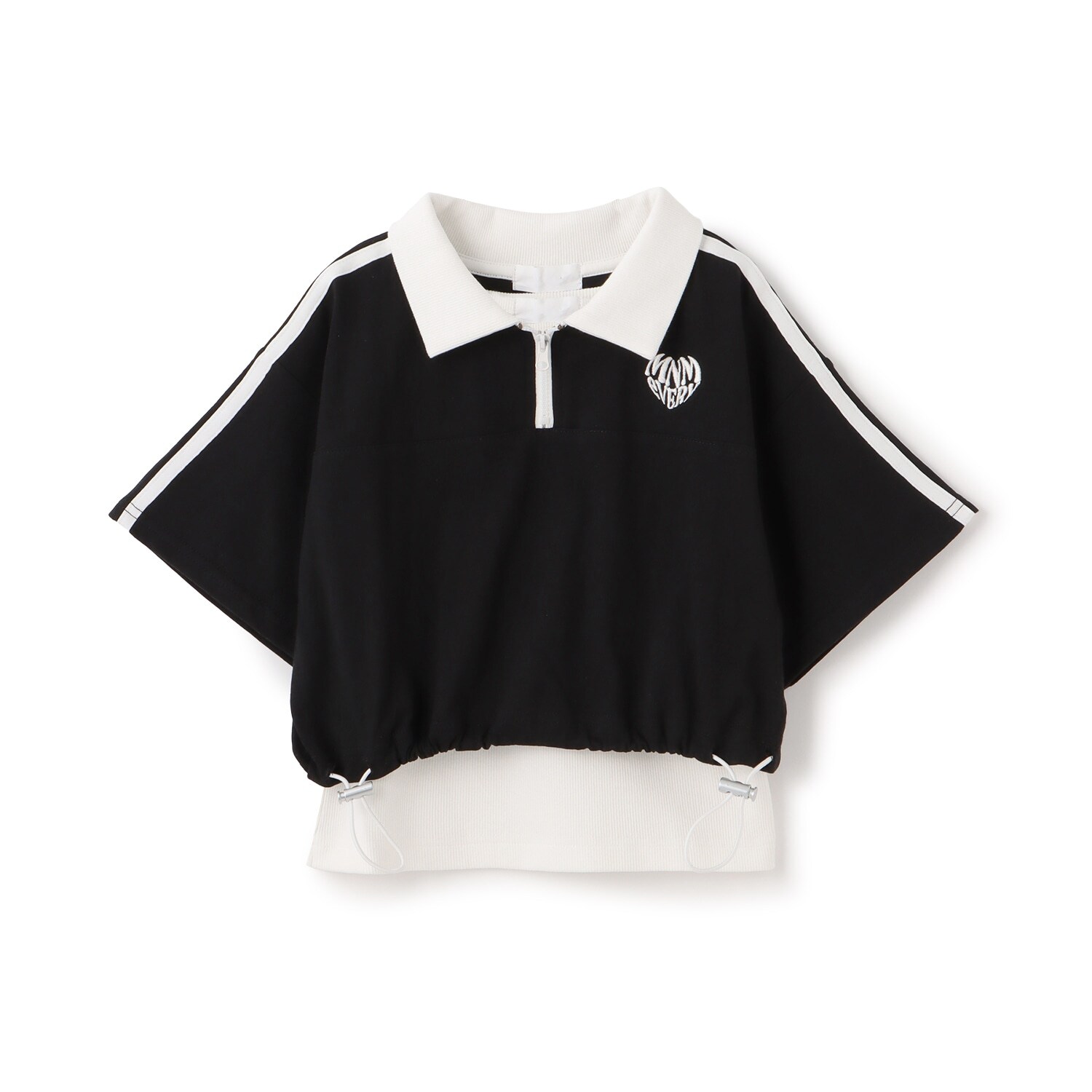 【インナーつき】ハーフジップクロップド半袖Tシャツ